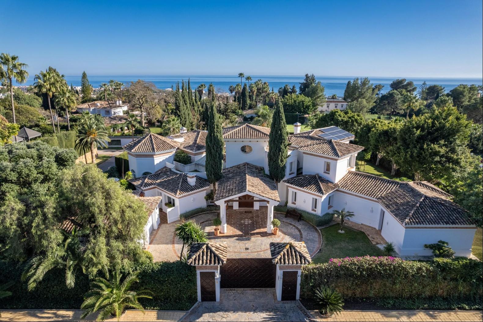 Aerial view of Andalusian estate with sea views