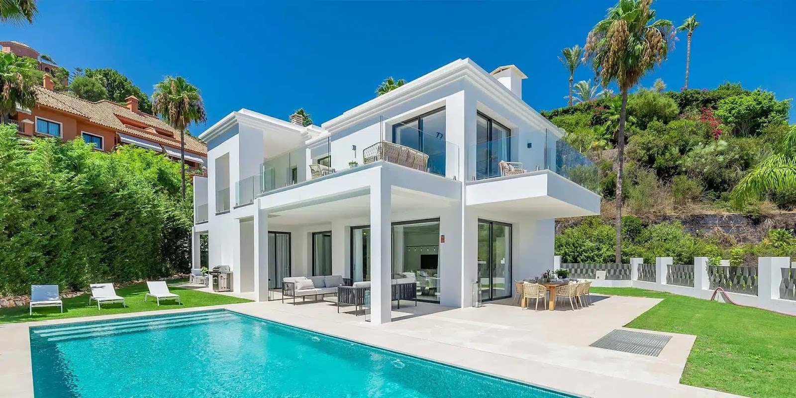 Contemporary white villa on Marbella hillside